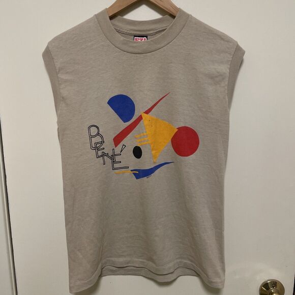 Vintage 80’s Abstract Art Graphic Sleeveless Shirt Single Stitch Bené USA M - Picture 1 of 10